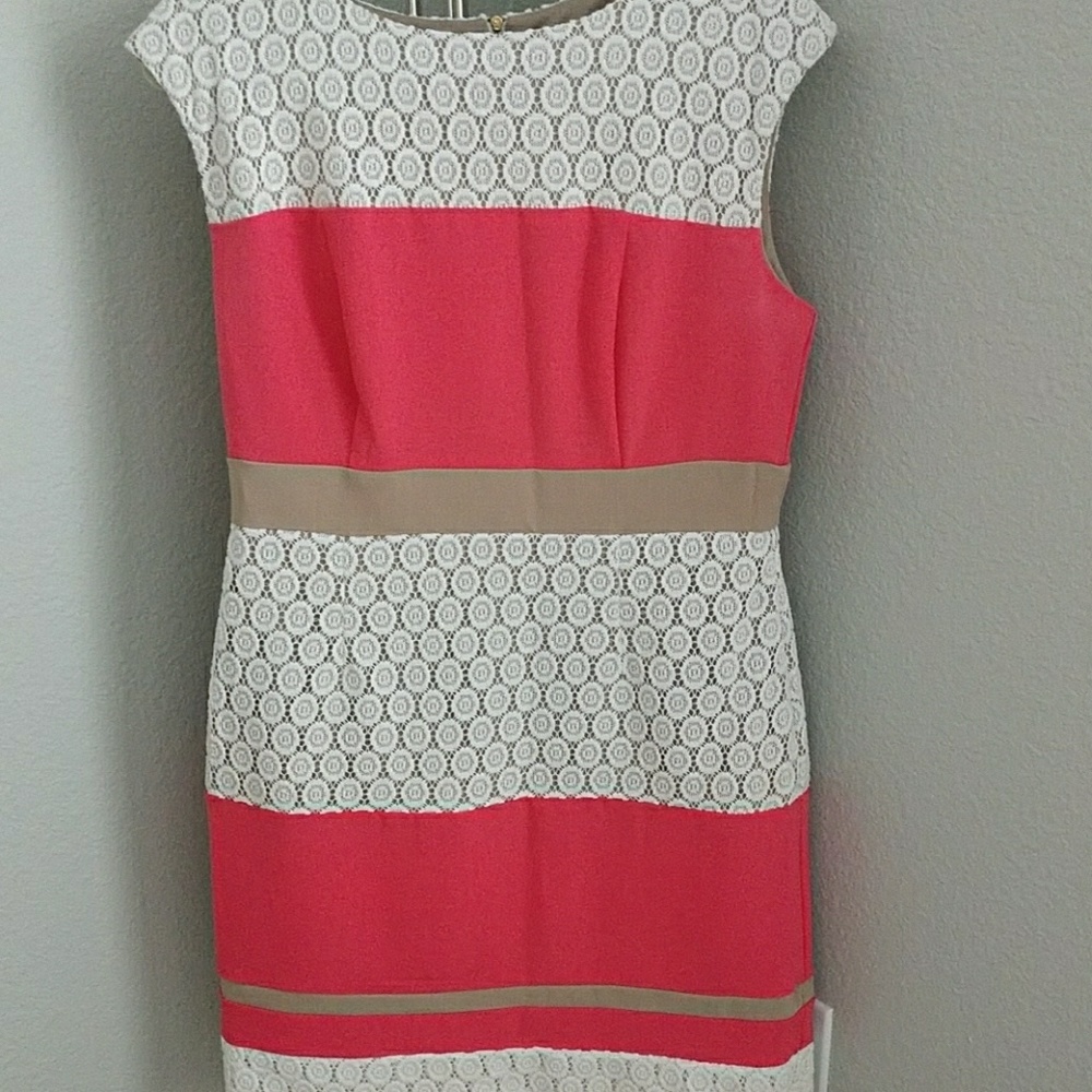 Hot pink and taupe dresss